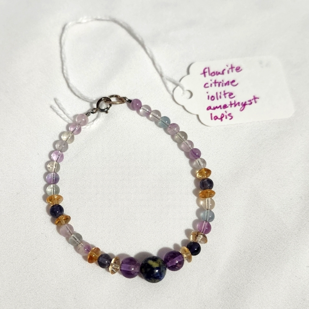 VTG Natural Gemstone 7" Bracelet